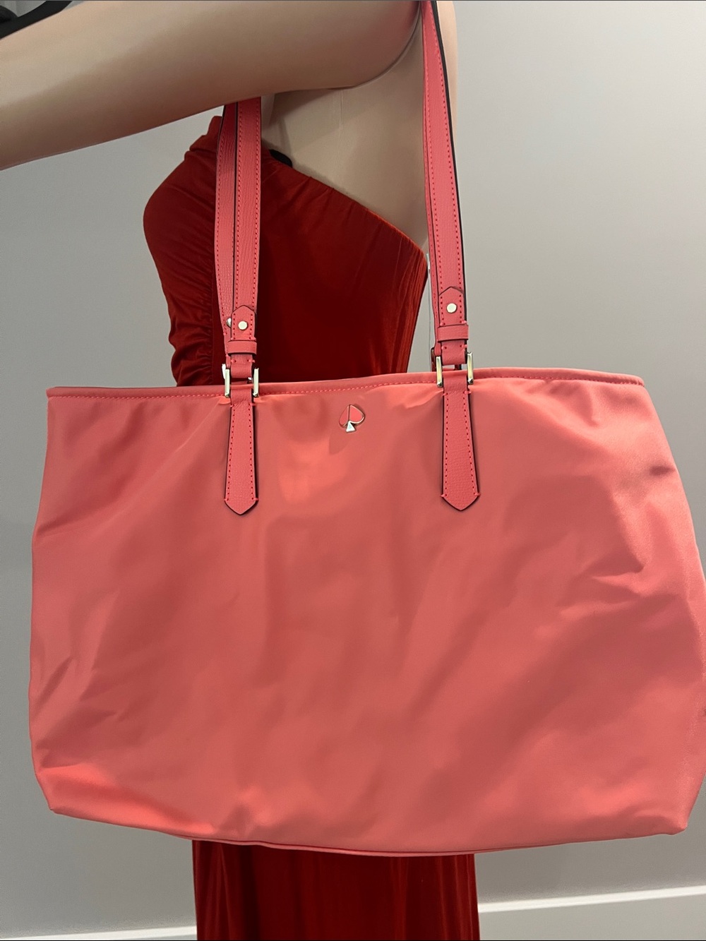 kate spade Coral Pink Nylon Tote with Double Straps